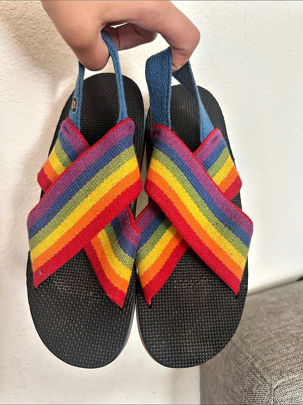 Rainbow Stripe Platform Sandals vintage size 7